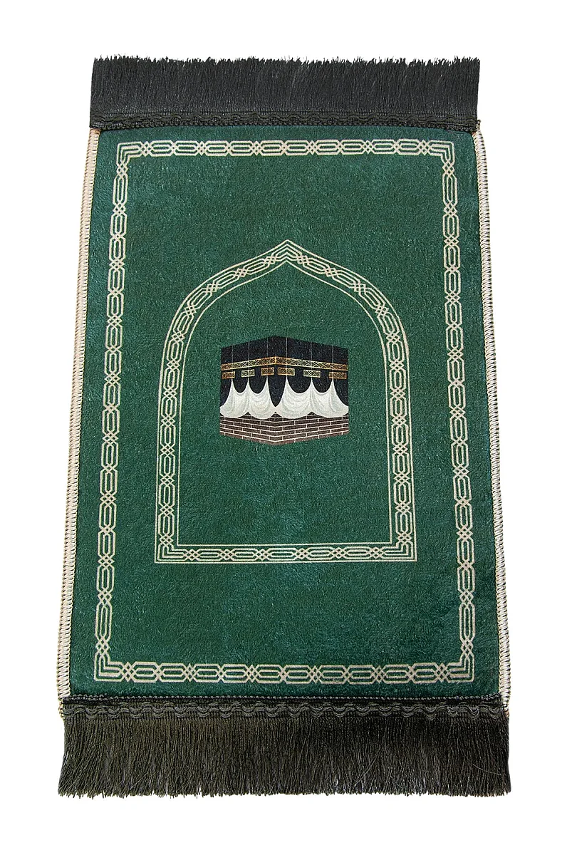Mini Alın Seccadesi Kaymaz Taban Desenli Cep Tipi Seyahat Namaz Seccadesi - Zümrüt Yeşili - 4
