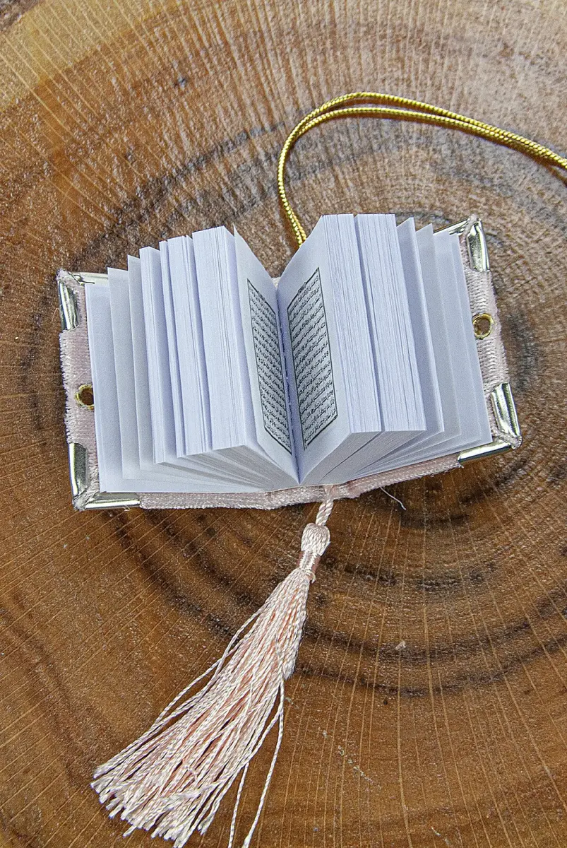 Mini Cylinder Boxed Gift Quran Set with Prayer Beads for Mevlüt Pink - 4