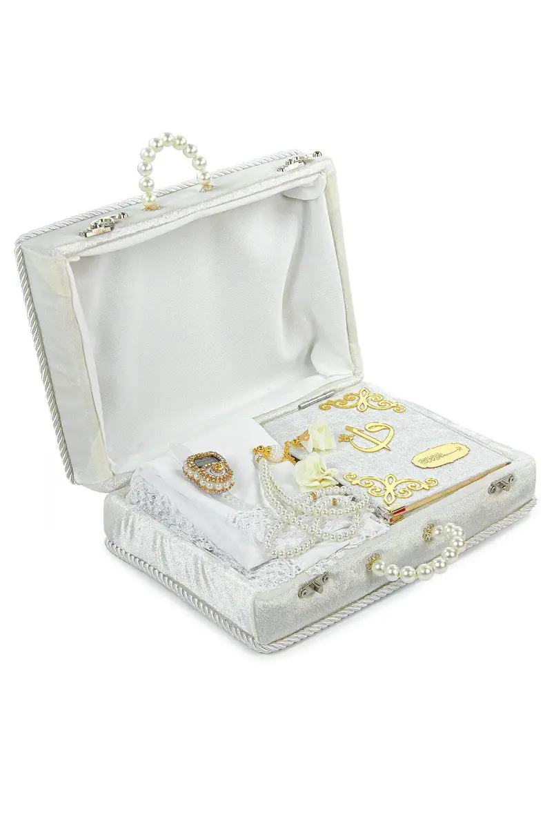 Mini Sandıklı Çeyizlik Gelin Bohçası Seccade Seti - Şal, Yasin Kitabı, Tesbih, Zikirmatik - 2