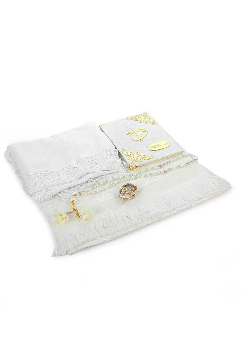 Mini Sandıklı Çeyizlik Gelin Bohçası Seccade Seti - Şal, Yasin Kitabı, Tesbih, Zikirmatik - 5