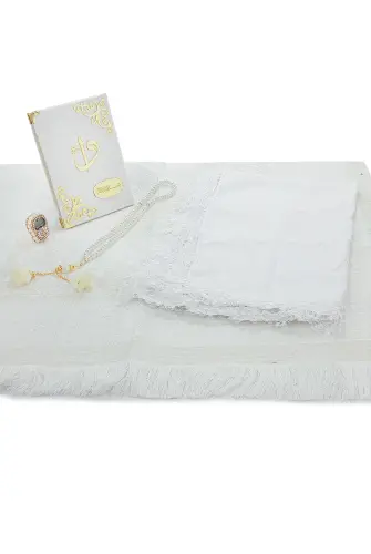 Mini Sandıklı Çeyizlik Gelin Bohçası Seccade Seti - Şal, Yasin Kitabı, Tesbih, Zikirmatik - 6