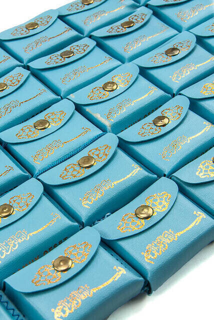 Mini Quran with Leather Bag - Plain Arabic - Blue Color - 25 Pieces - Thumbnail