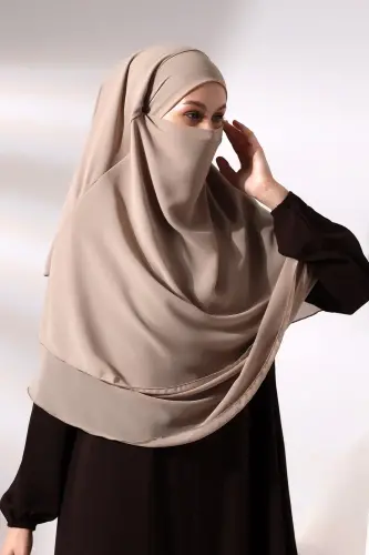 Mink Three Layer Veiled Short Chiffon Hijab Soufflé Scarf - ihvanonline (1)