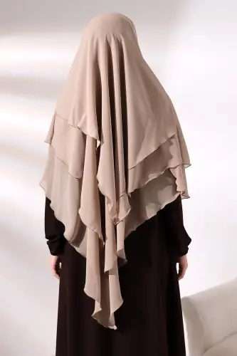 Mink Three Layer Veiled Short Chiffon Hijab Soufflé Scarf - 6