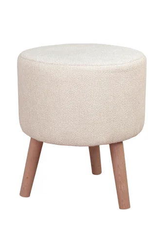 Modern Dekoratif Ahşap Ayaklı Puf Tabure, Oturma ve Ayak Uzatma Pufu Krem - (40x36 cm) - 5