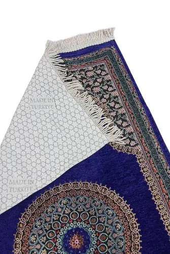 Mor Geleneksel Motifli Örgü Saçaklı Mihraplı Astarlı Şönil Seccade - ihvanonline (1)