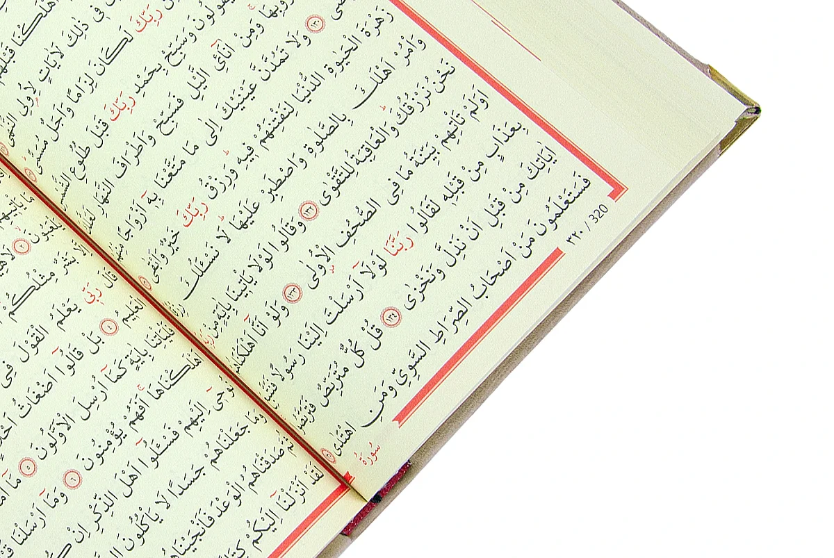 Nakışlı Kadife Kaplı Güllü Kuranı Kerim - Orta Boy - Kahverengi - 5