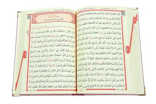 Nakışlı Kadife Kaplı Güllü Kuranı Kerim - Orta Boy - Pembe - 6