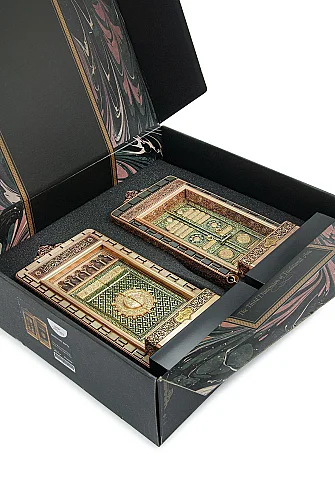Nakkaş Babeyn Set Boytu – Açılır Beytullah ve Mescid-i Nebevi Kapısı - Orta Boy, Antik Sarı - 5