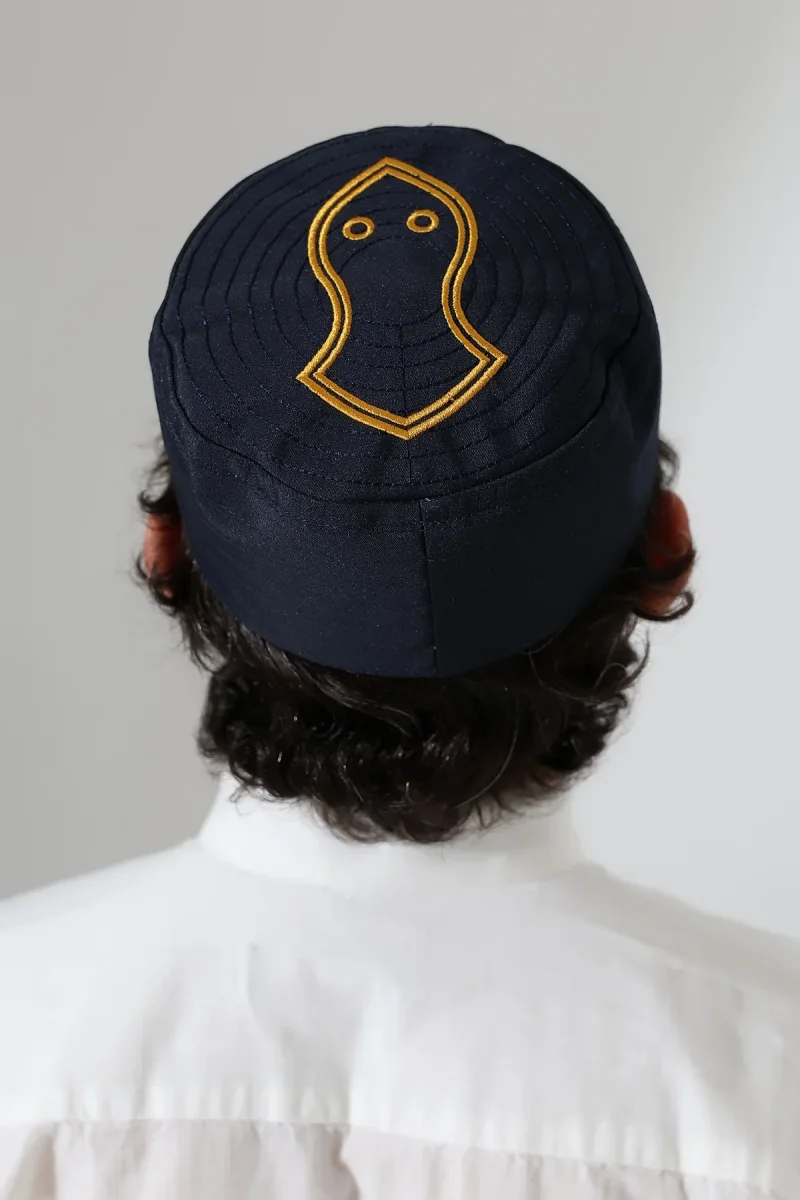 Nalı Şerif Desenli Kalıp Kumaş Takke Lacivert - 6