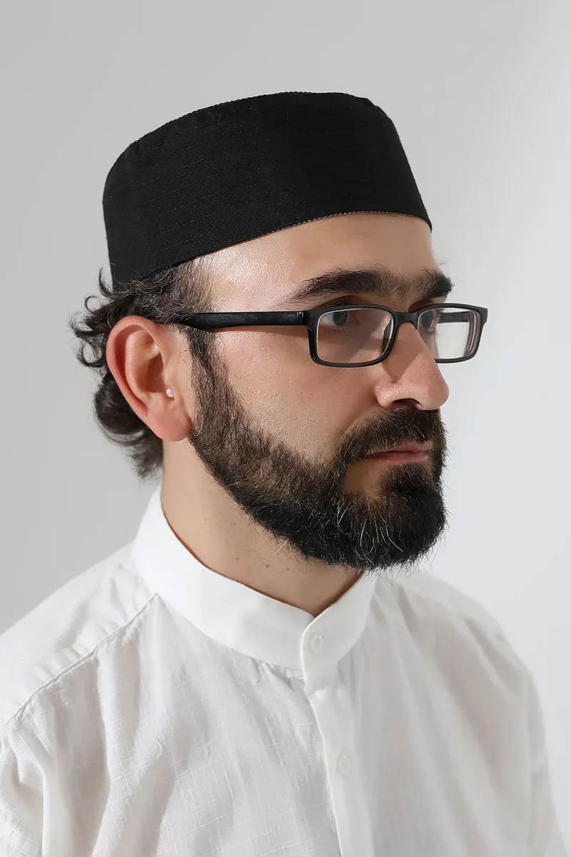 Nalı Şerif Desenli Kalıp Kumaş Takke Siyah - 2