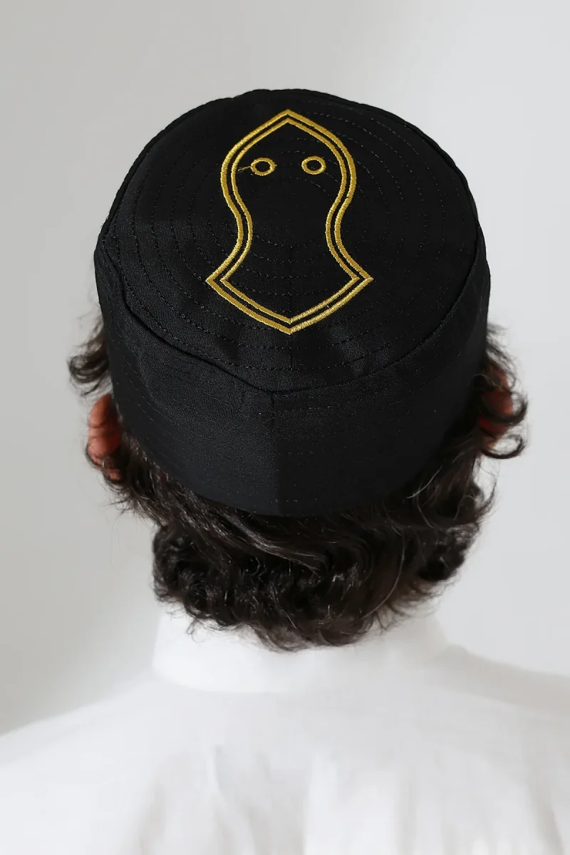 Nalı Şerif Desenli Kalıp Kumaş Takke Siyah - 6