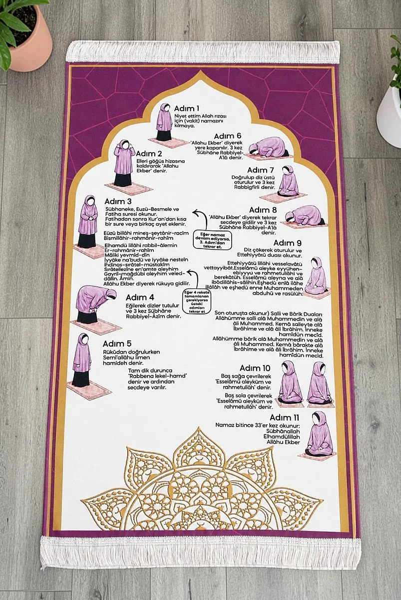 Namaz Öğreten Çocuk Seccadesi Kızımın Çocuk Seccadesi - Pembe - 1