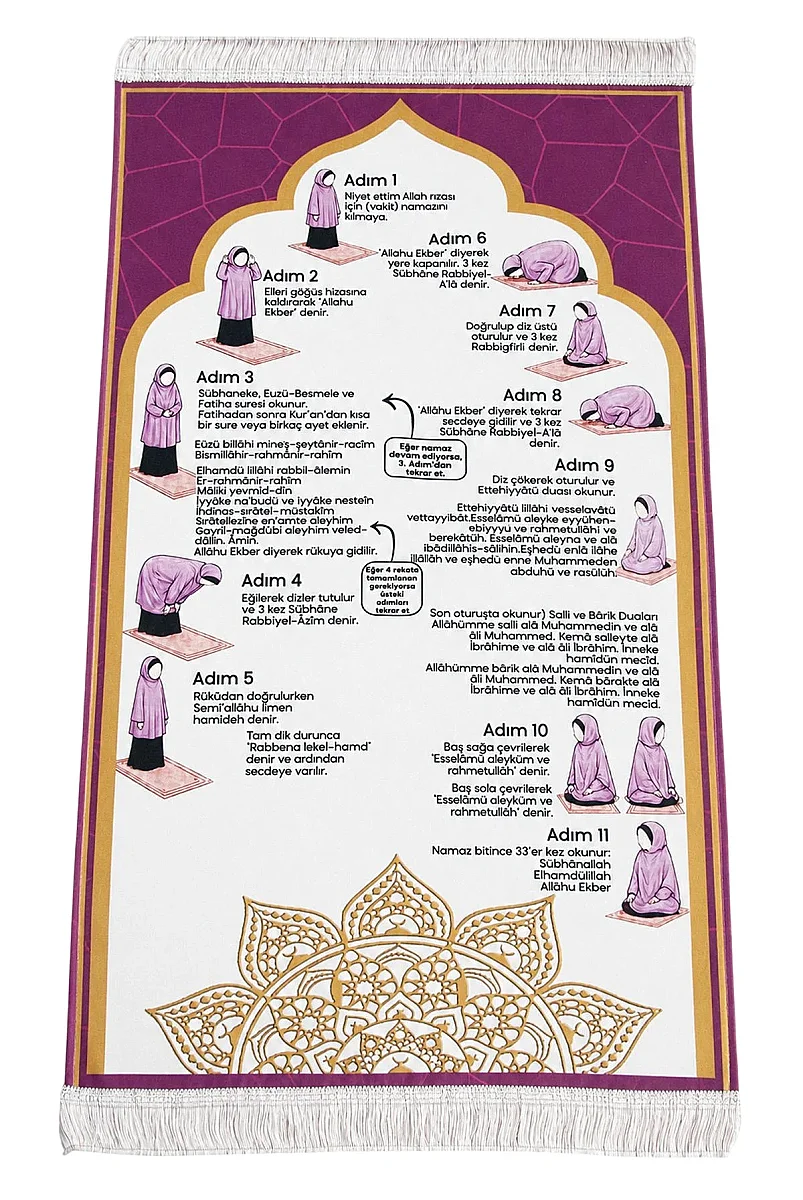 Namaz Öğreten Çocuk Seccadesi Kızımın Çocuk Seccadesi - Pembe - 2