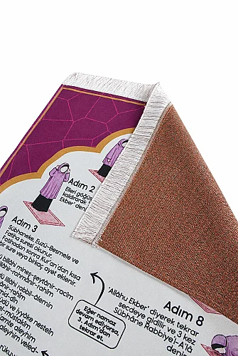 Namaz Öğreten Çocuk Seccadesi Kızımın Çocuk Seccadesi - Pembe - 3