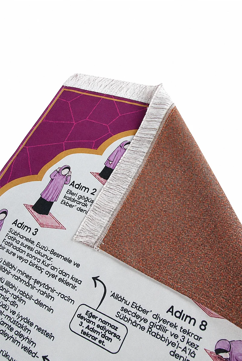 Namaz Öğreten Çocuk Seccadesi Kızımın Çocuk Seccadesi - Pembe - 3