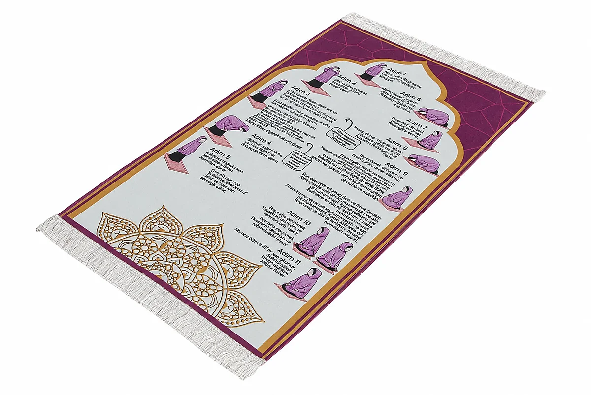 Namaz Öğreten Çocuk Seccadesi Kızımın Çocuk Seccadesi - Pembe - 4