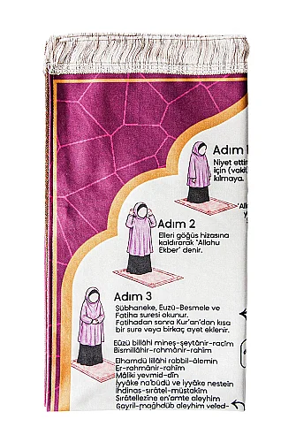 Namaz Öğreten Çocuk Seccadesi Kızımın Çocuk Seccadesi - Pembe - 6