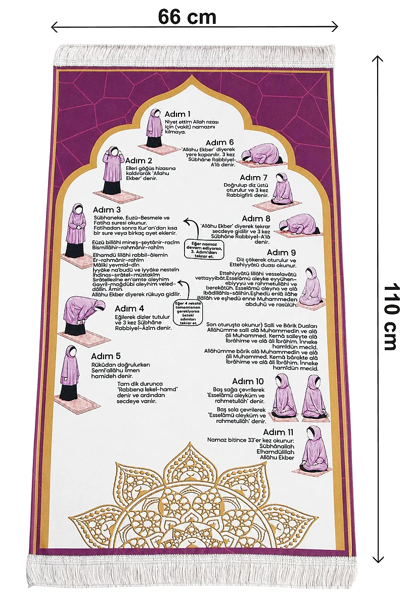 Namaz Öğreten Çocuk Seccadesi Kızımın Çocuk Seccadesi - Pembe - 7