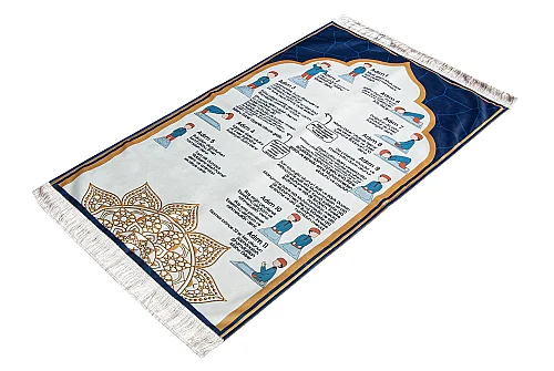 Namaz Öğreten Çocuk Seccadesi Oğlumun Çocuk Seccadesi - Mavi - 4