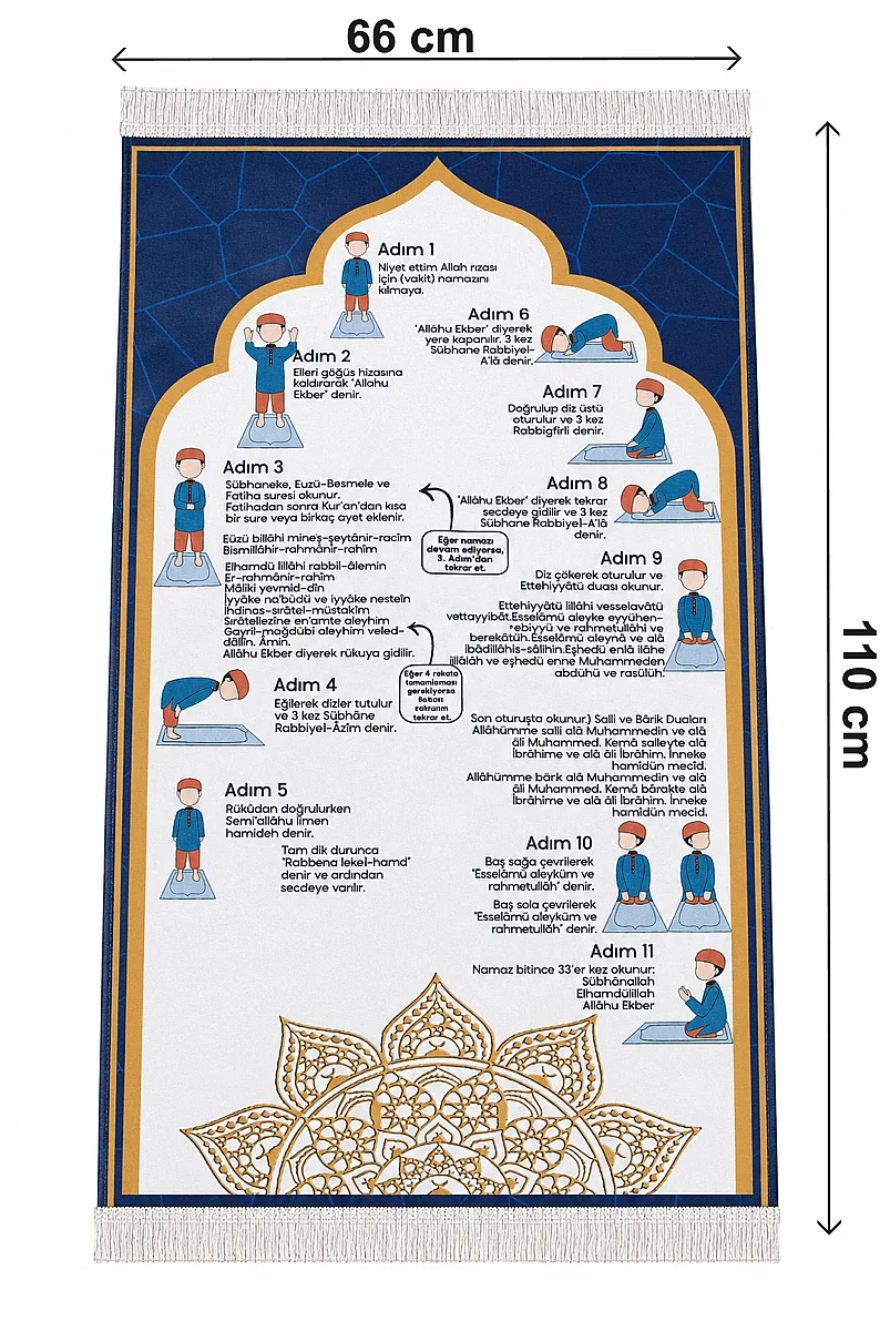 Namaz Öğreten Çocuk Seccadesi Oğlumun Çocuk Seccadesi - Mavi - 6