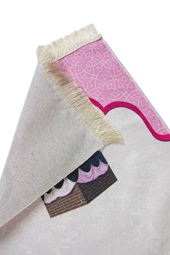 Name-Customized Embroidery Flower Patterned Children's Prayer Rug Pink - ihvanonline (1)