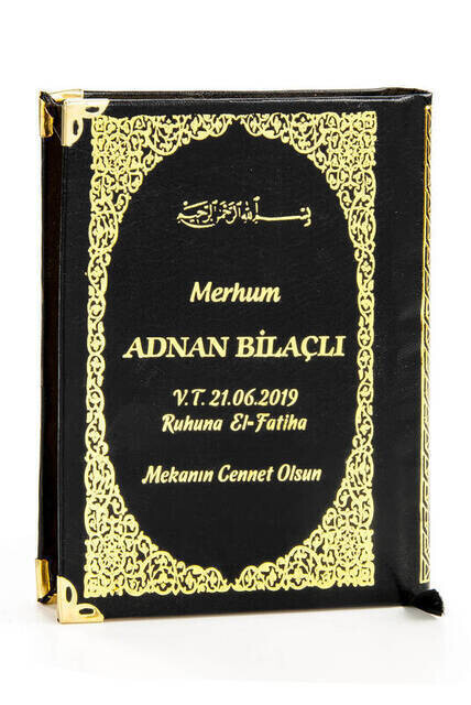 Name Printed Hard hardlier Yasin Book - Bag Boy - 208 Pages - Black Color - Mevlid Gift