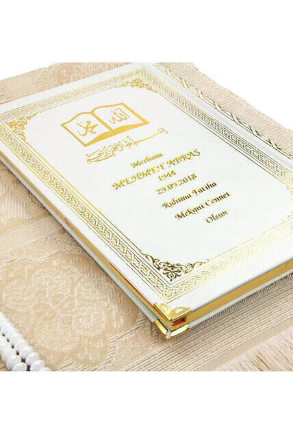 Name Printed Hardlied Yasin Book - Seccade - Crystal Rosary Set - Mevlut Gift - Thumbnail
