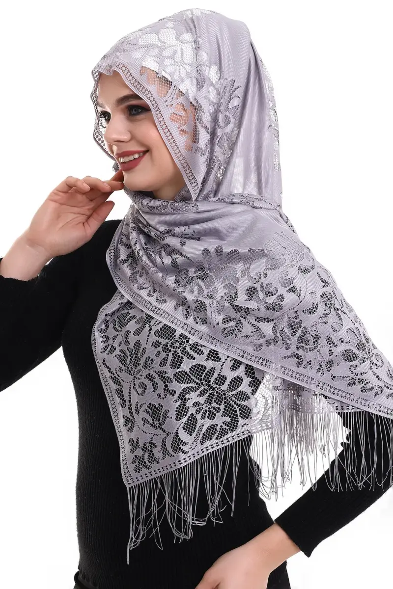 Narin Tül Şal Gri-2 60x160 - 2