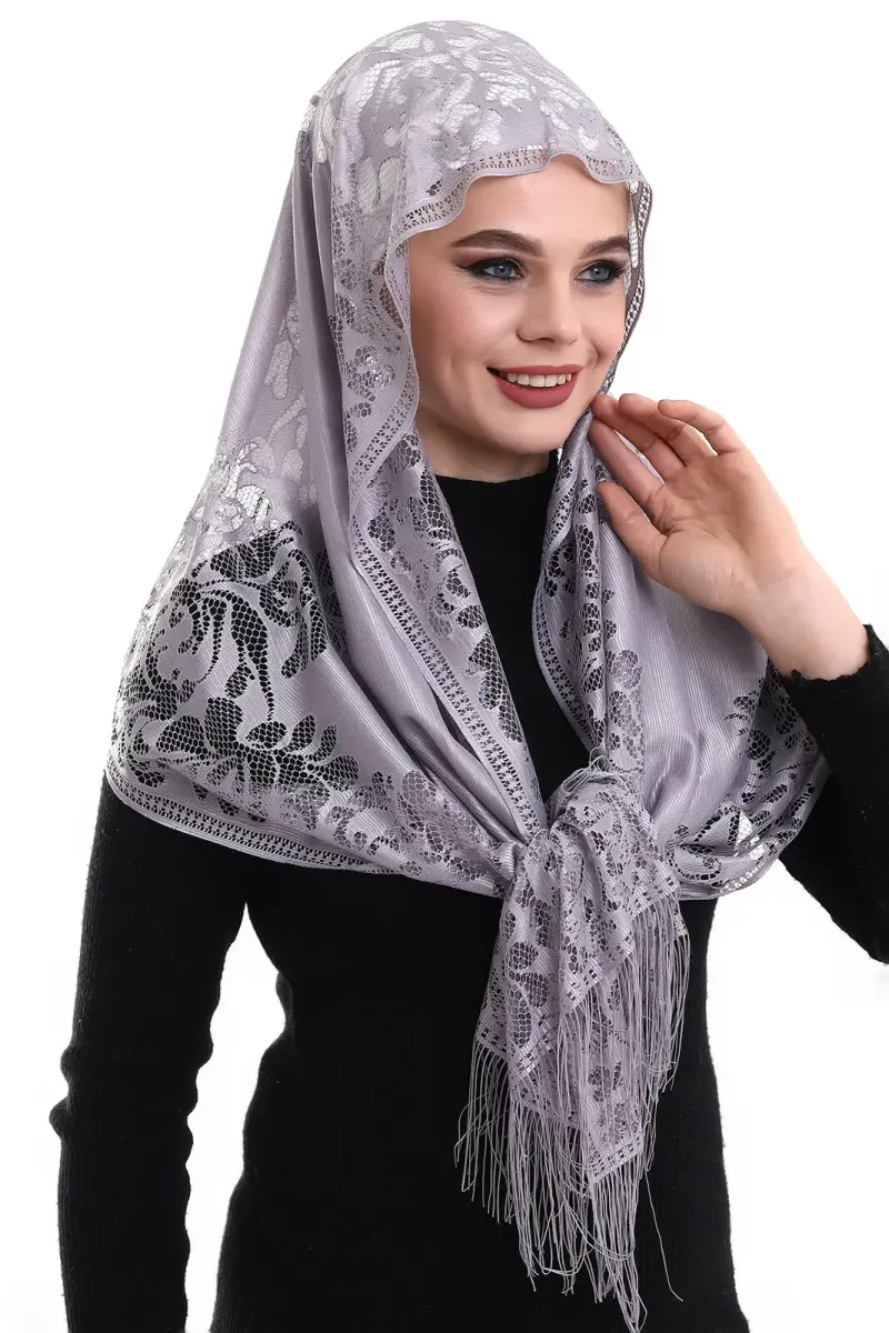 Narin Tül Şal Gri-2 60x160 - 4