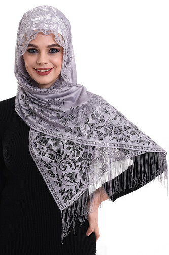 Narin Tül Şal Gri-2 60x160 - 1