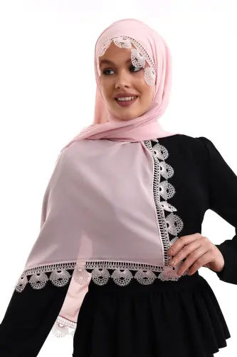 Needle Lace Lacy Scarf Demor Mevlüt Cover Powder - ihvanonline (1)