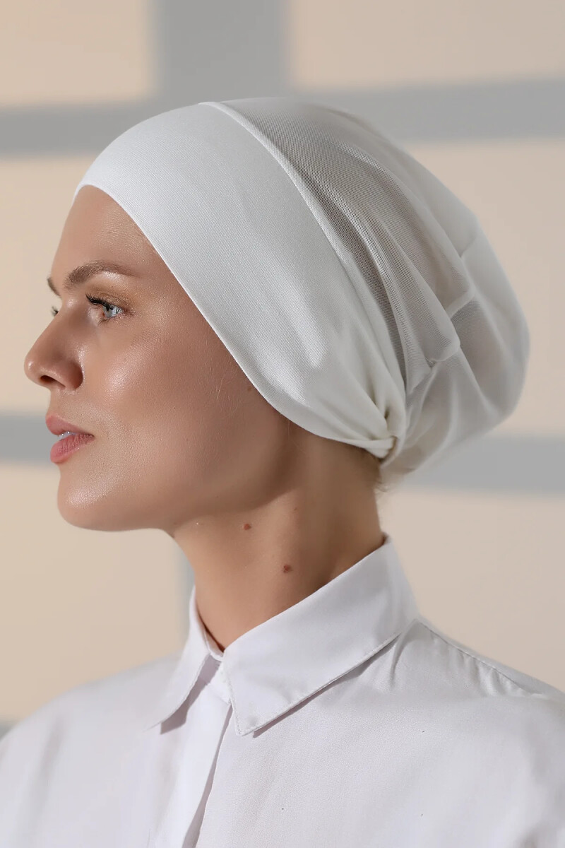 Nefes Alabilen Tüllü Dikişsiz Likralı Viskon Kadın Tesettür Bone Krem - ihvanonline