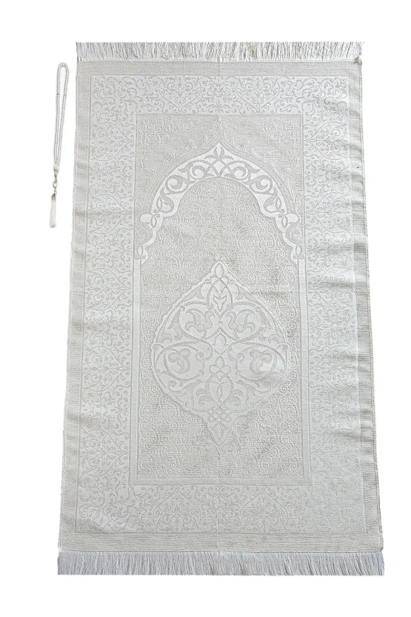 New Kabel Special Cylinder Boxed Prayer Rug Set White - 6