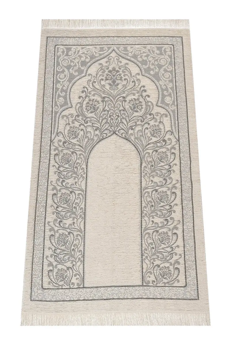 New Mihrab Chenille Luxury Prayer Rug Gray - 2