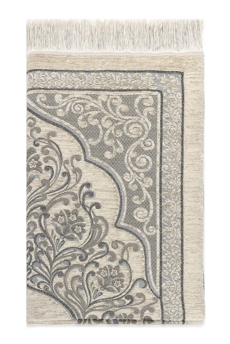 New Mihrab Chenille Luxury Prayer Rug Gray - 3