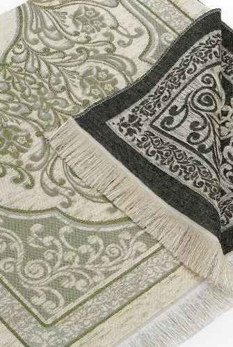 New Mihrab Chenille Luxury Prayer Rug Green - 4