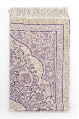 New Mihrab Chenille Luxury Prayer Rug Lilac - 2