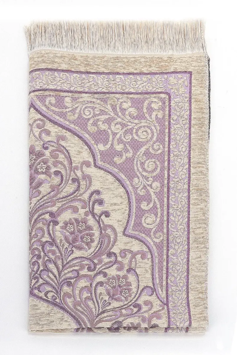 New Mihrab Chenille Luxury Prayer Rug Lilac - 2