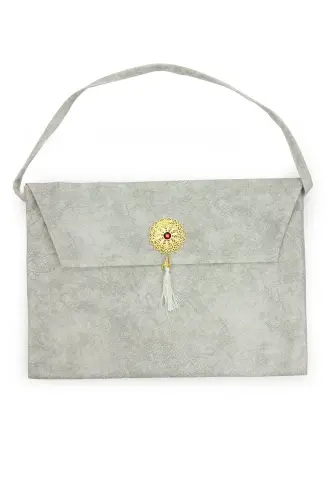 Nubuk Cami Boy Kuranı Kerim Taşıma Çantası Beyaz - 1