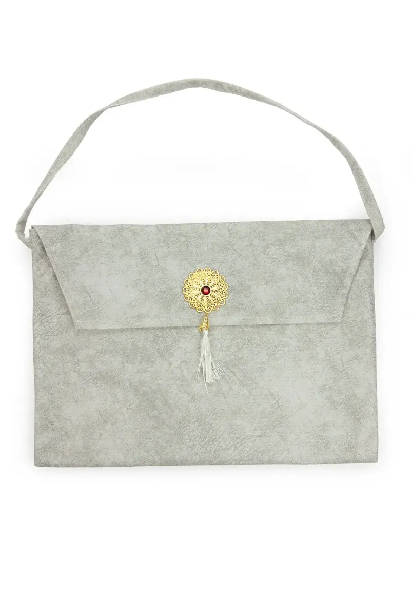 Nubuk Cami Boy Kuranı Kerim Taşıma Çantası Beyaz - 1