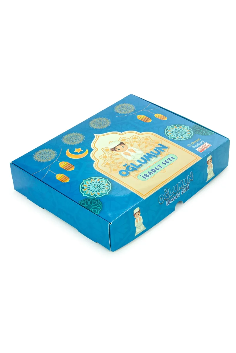 Oğlumun İbadet Seti Kabe Desenli Erkek Çocuk Seccade, Elifba ve Namaza İlk Adım Seti - 9