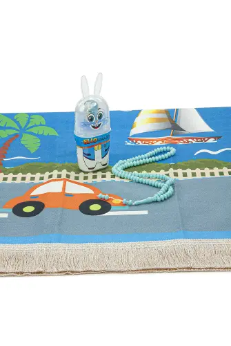 Oğlumun Namaza İlk Adım Çocuk Seccade Seti Mavi - ihvanonline (1)