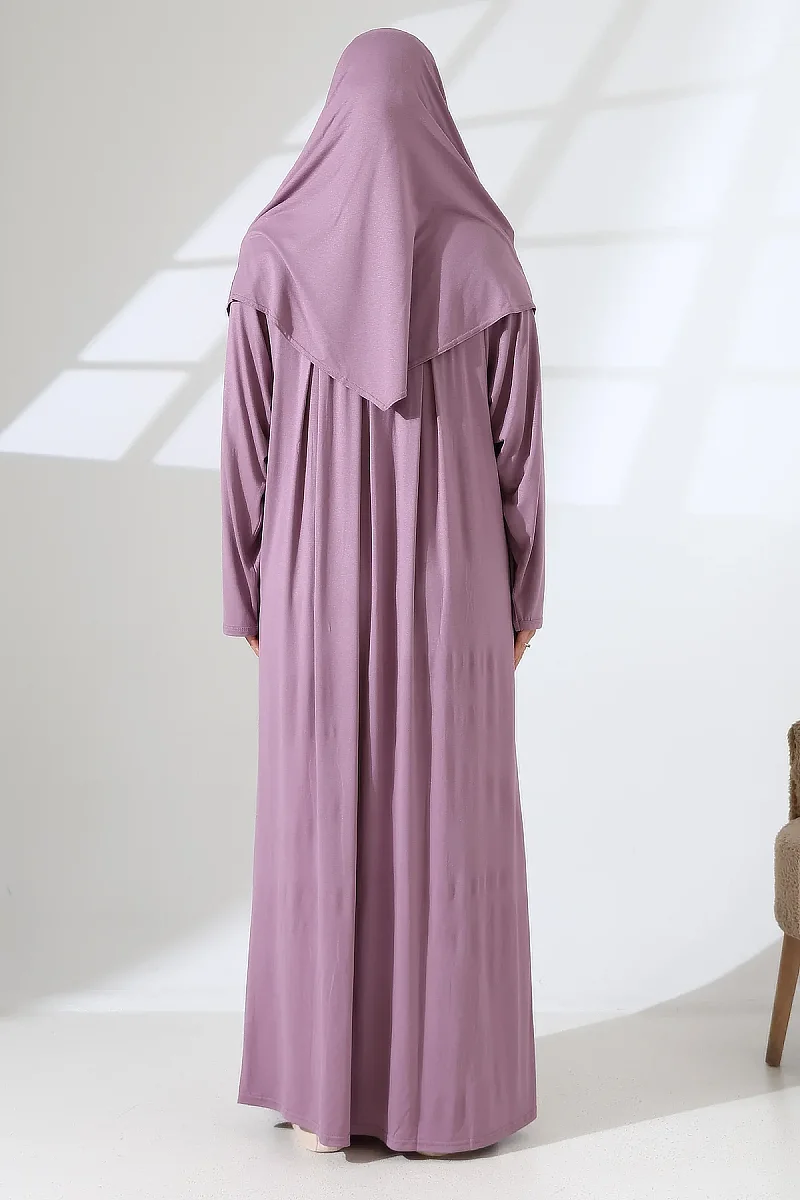 One Piece Practical Prayer Dress with Headscarf and Robe 8015 Dried Rose - 8