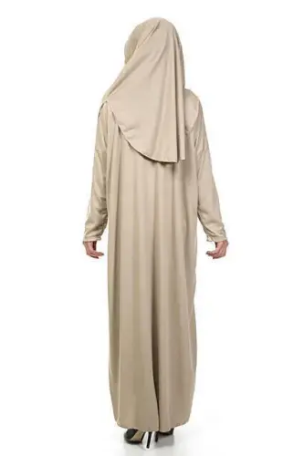 One Piece Prayer Dress - Mink- 5015 and Prayer Rug and Zikirmatik - Triple Set - 4