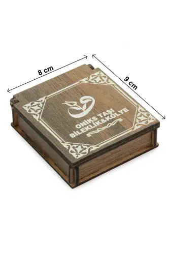 Oniks Taşı Bileklik ve Kolye Seti - Ahşap Kutulu Hediyelik - 6