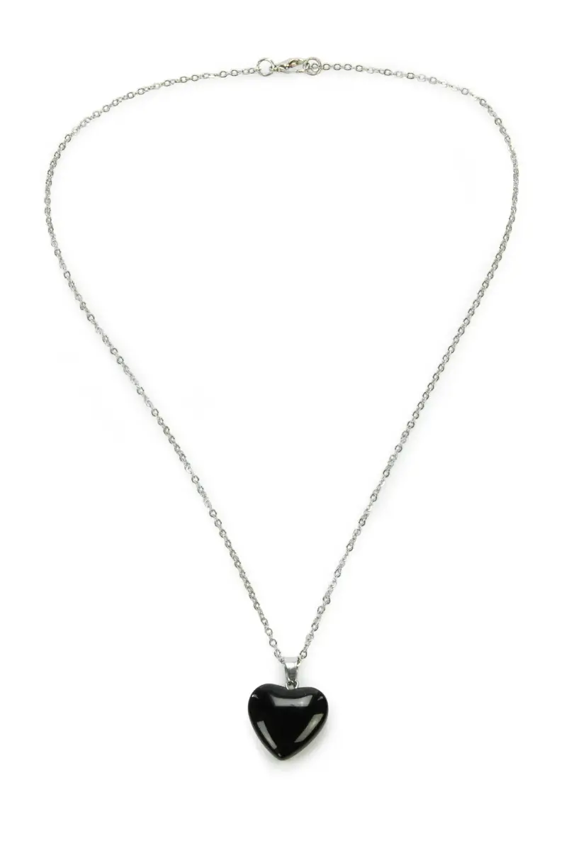 Oniks Taşı Kalp Kolye - Ahşap Kutulu Hediyelik - 6