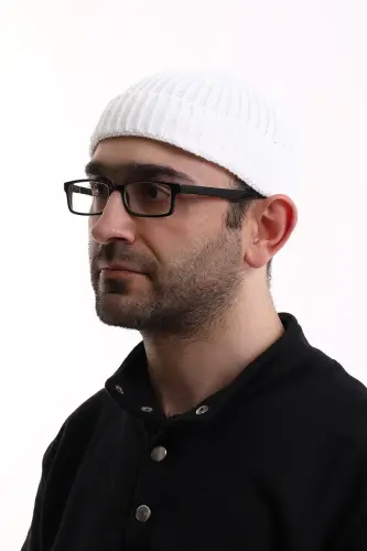 Orlon Katlamalı Takke - Beyaz 