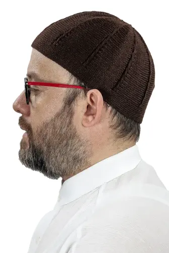 Orlon Knitted Winter Wool Beanie Skullcap Plain Brown - ihvanonline (1)