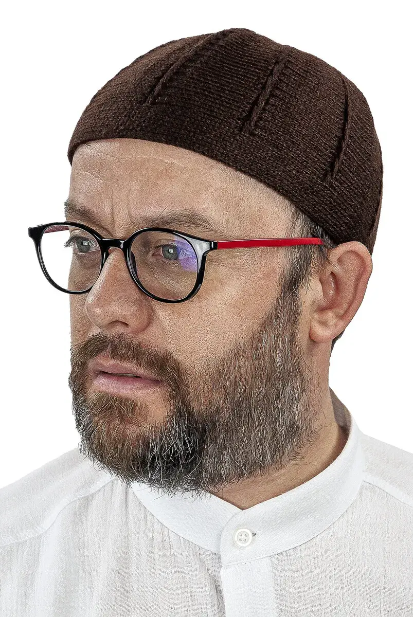 Orlon Örme Kışlık Yün Bere Takke Sade Kahverengi - 1